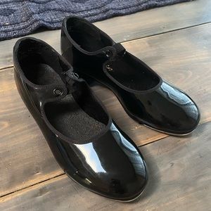 Womens Capezio Black Patent Tap Dance shoes 6M